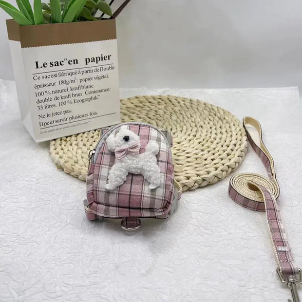 Pet Backpack with Teddy Bear and Traction Rope